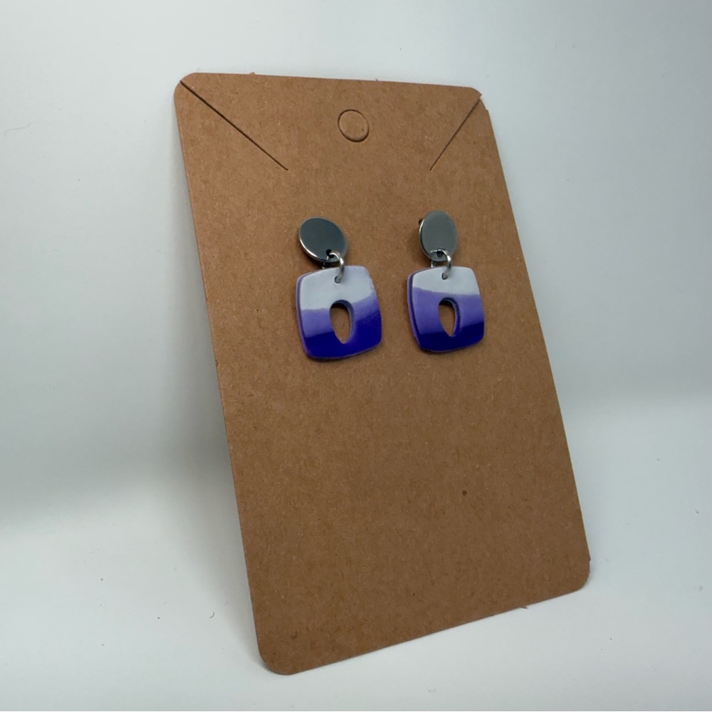 Stainless Steel Elegant Purple and Silver Earrings